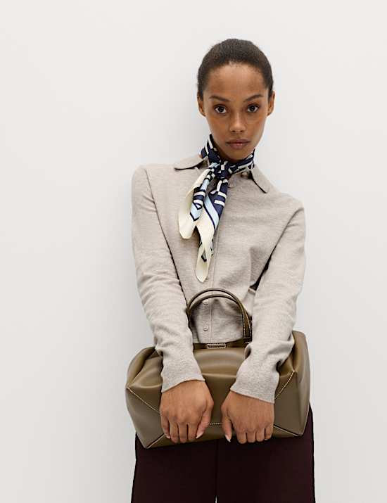 Collared Slim Fit Cardigan with Wool