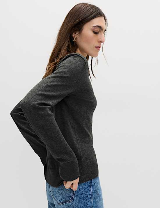 Collared Slim Fit Cardigan with Wool