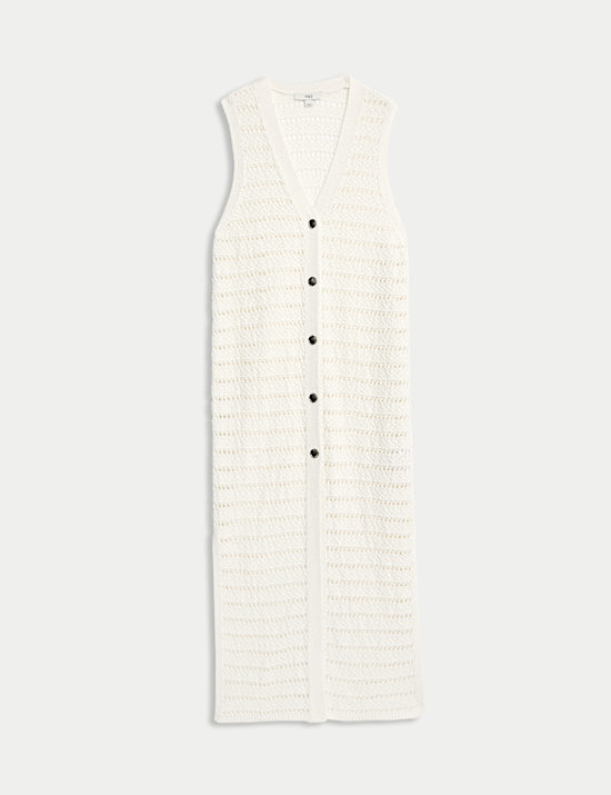 Open Stitch V-Neck Knitted Waistcoat