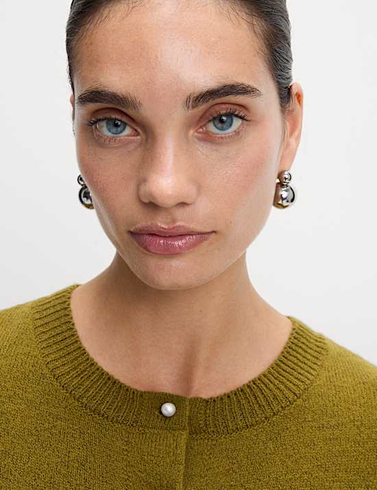 Textured Frill Detail Cardigan with Wool