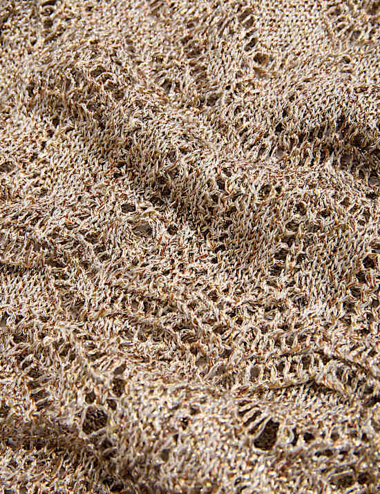 Gaun Midi rajutan Pointelle Logam