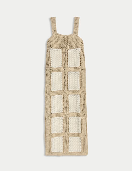 Μίντι μεταλλιζέ φόρεμα με τετράγωνη λαιμόκοψη, με υψηλή περιεκτικότητα σε βαμβάκι