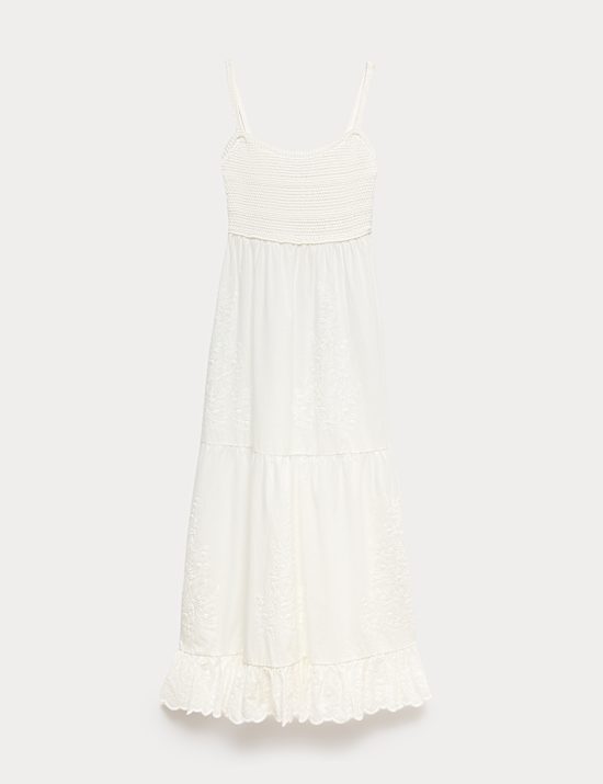 שמלת מידקסי סרוגה מתערובת כותנה עם מלמלה