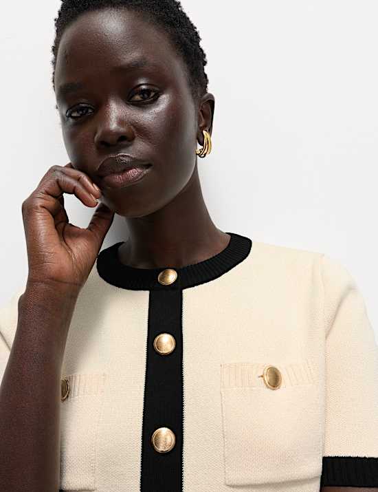 Tipped Detail Cropped Cardigan