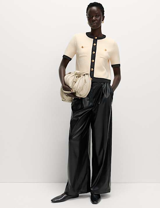 Tipped Detail Cropped Cardigan