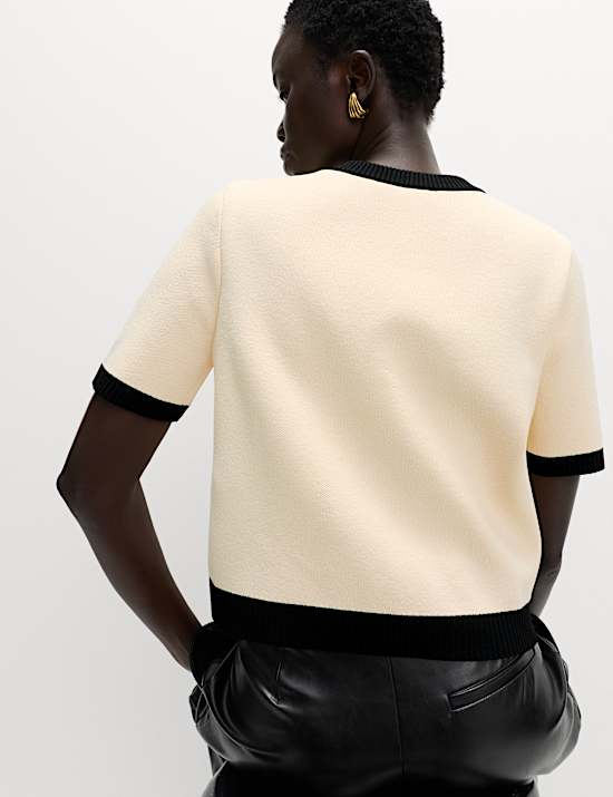 Tipped Detail Cropped Cardigan