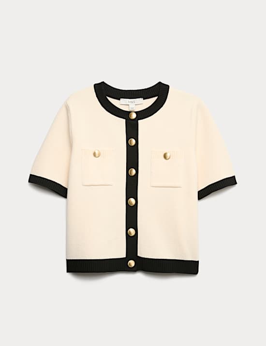 Tipped Detail Cropped Cardigan