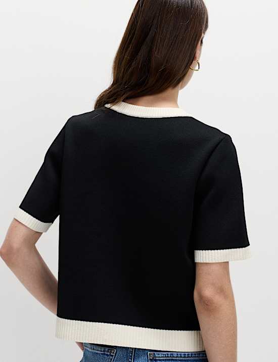 Tipped Detail Cropped Cardigan