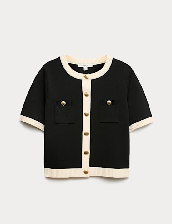 Tipped Detail Cropped Cardigan