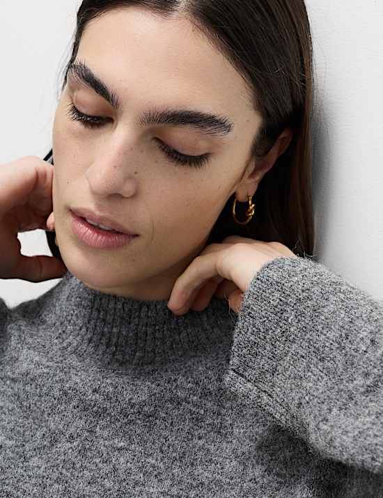 Funnel Neck Relaxed Jumper With Wool