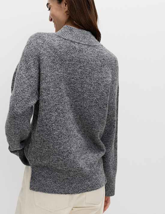 Funnel Neck Relaxed Jumper With Wool