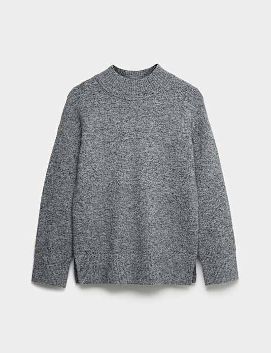 Funnel Neck Relaxed Jumper With Wool