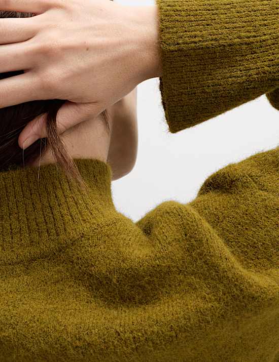 Funnel Neck Relaxed Jumper With Wool