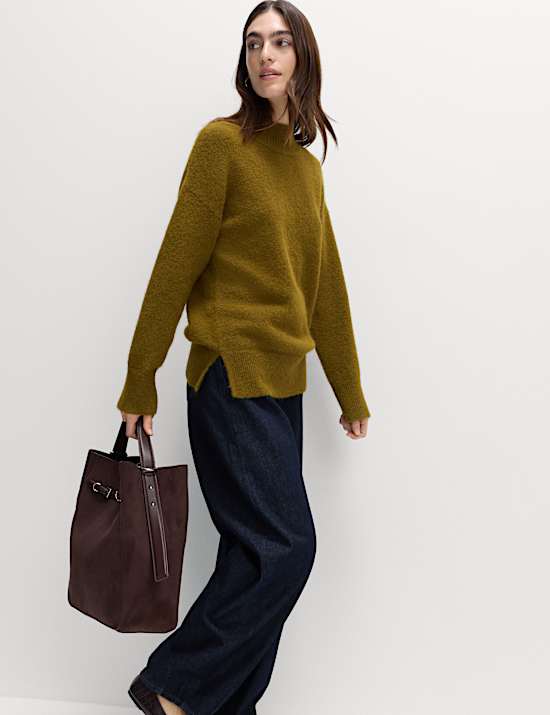Funnel Neck Relaxed Jumper With Wool