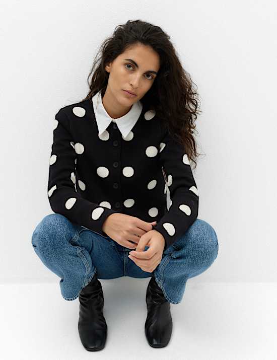 Cotton Rich Polka Dot Cardigan