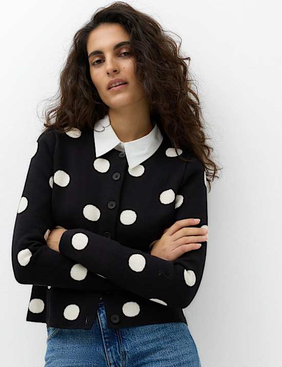 Cotton Rich Polka Dot Cardigan
