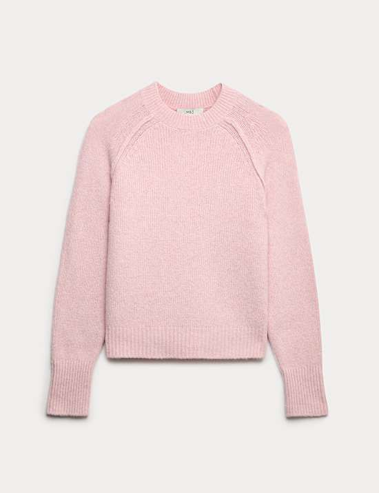 Textured Crew Neck Jumper with Wool