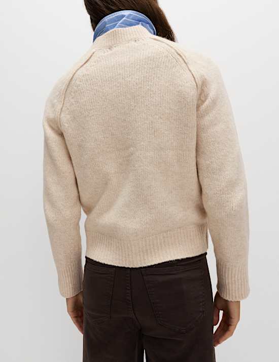 Textured Crew Neck Jumper with Wool