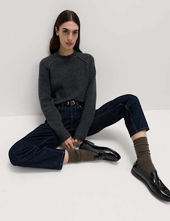 Pull en laine à encolure ronde et motif texturé