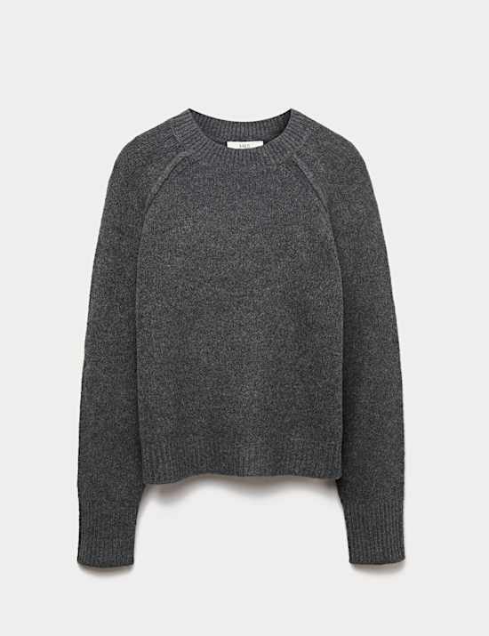 Pull en laine à encolure ronde et motif texturé