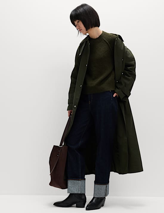 Textured Crew Neck Jumper with Wool