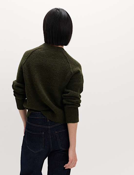 Textured Crew Neck Jumper with Wool