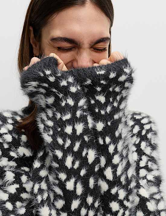 Animal Print Crew Neck Relaxed Jumper
