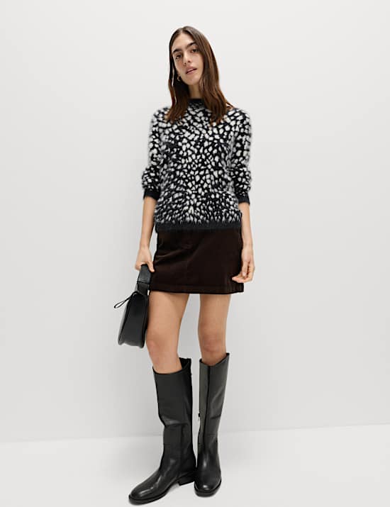Animal Print Crew Neck Relaxed Jumper