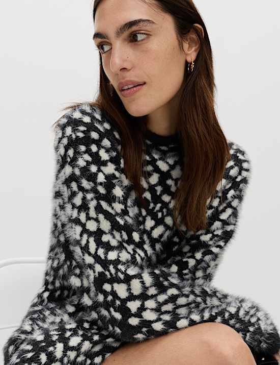 Animal Print Crew Neck Relaxed Jumper