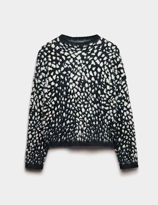 Animal Print Crew Neck Relaxed Jumper