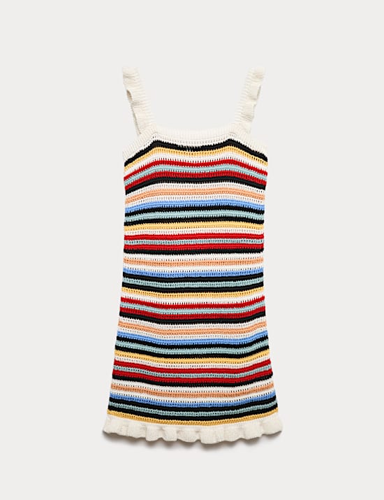 Cotton Rich Striped Knitted Mini Dress