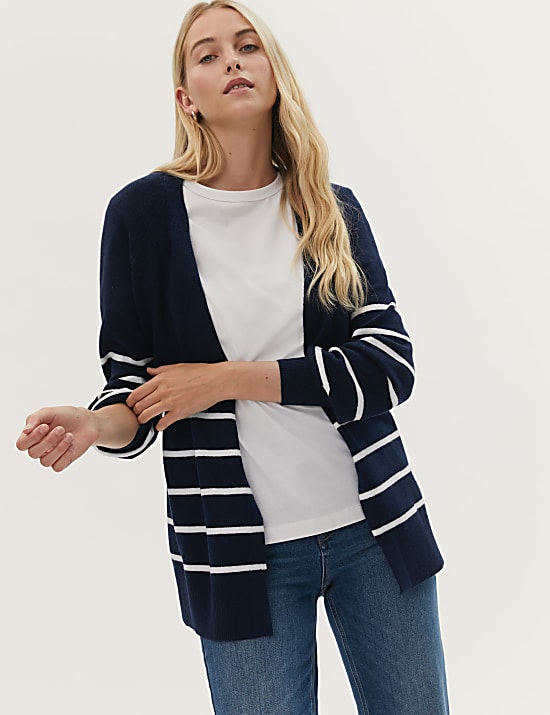 Recycled Blend Striped Relaxed Cardigan