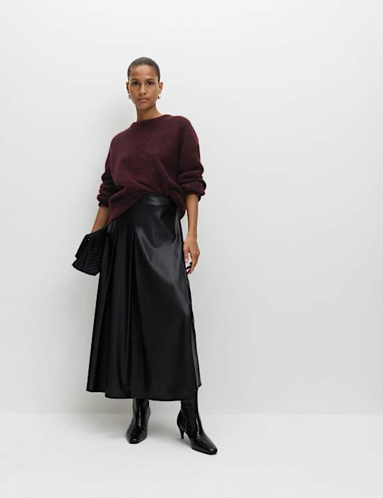 Pull coupe d&eacute;contract&eacute;e en alpaga m&eacute;lang&eacute; textur&eacute;