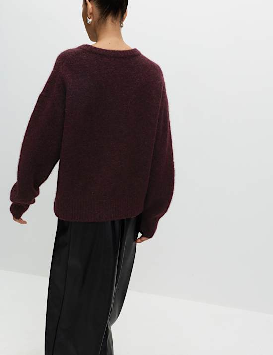 Pull coupe d&eacute;contract&eacute;e en alpaga m&eacute;lang&eacute; textur&eacute;