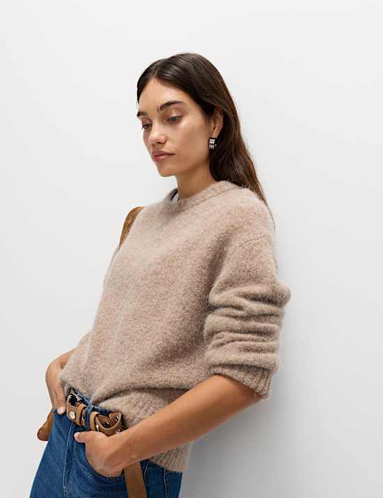 Alpaca Blend Textured Relaxed Jumper