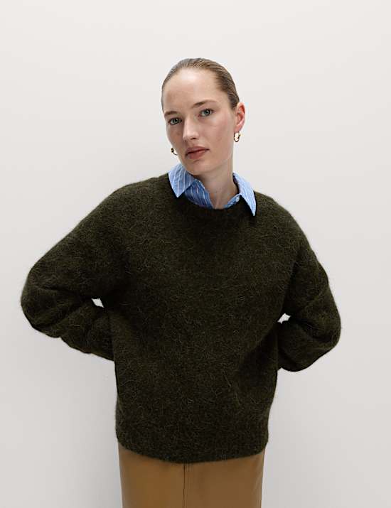 Alpaca Blend Textured Relaxed Jumper