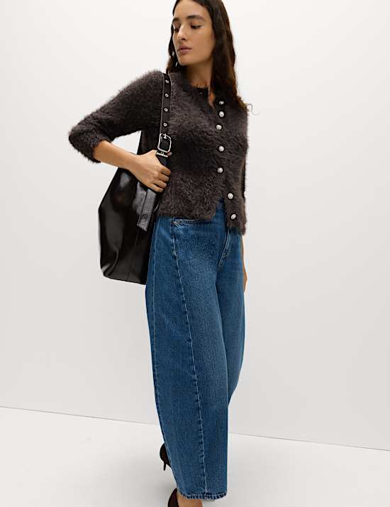 Strukturierter Cardigan mit durchgehender Knopfleiste und Zierdetails