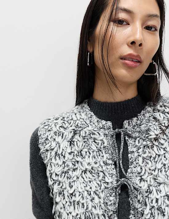 Textured Slub Slim Fit Waistcoat with Wool