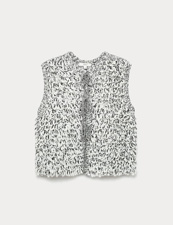 Textured Slub Slim Fit Waistcoat with Wool