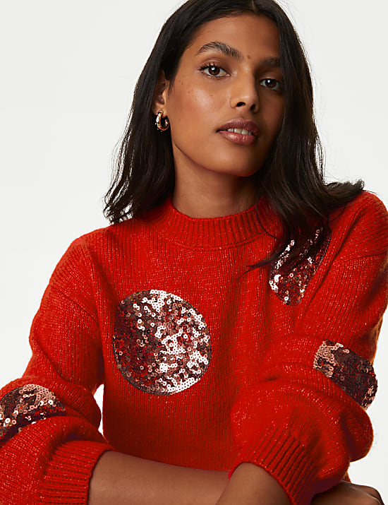 Recycled Blend Sequin Spot Print Jumper