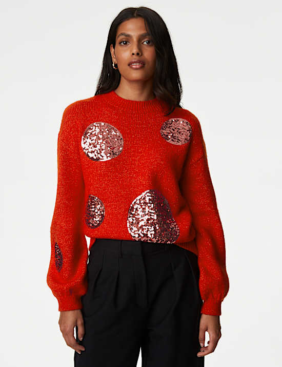 Recycled Blend Sequin Spot Print Jumper