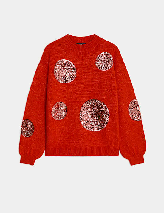 Recycled Blend Sequin Spot Print Jumper