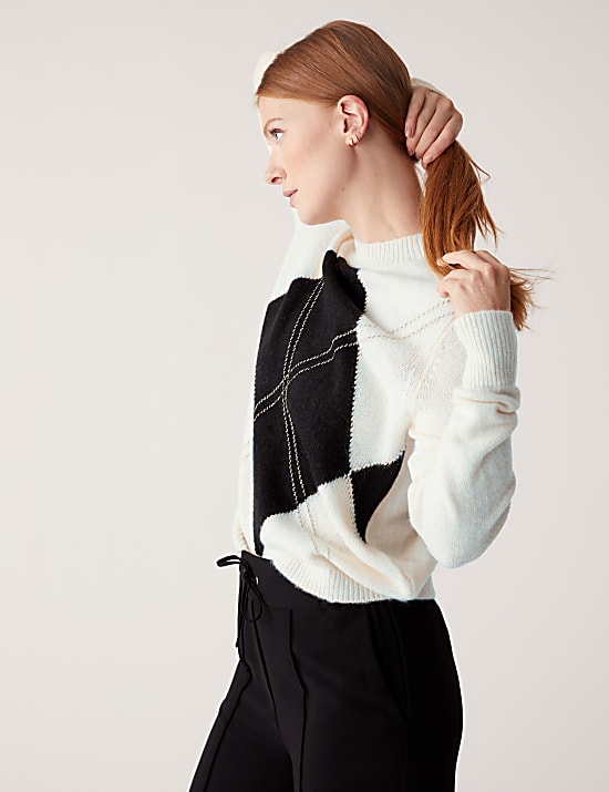 Recycled Blend Argyle Relaxed Jumper