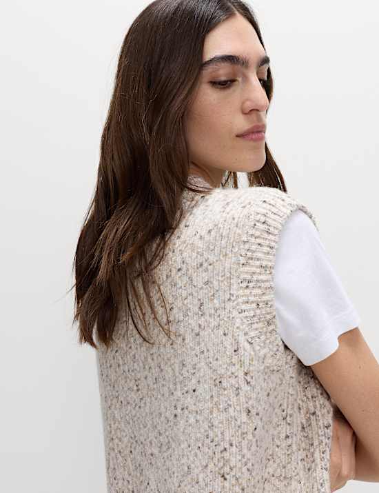 Gebreid, geribbeld gilet van gedraaide tweed