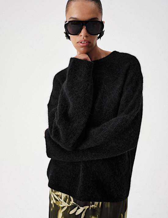 Brushed Wool Alpaca Blend Oversized Jumper