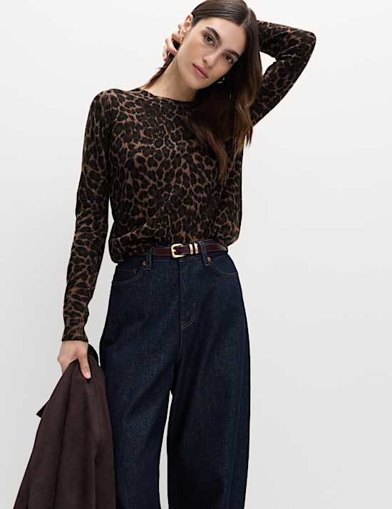 Animal Print Crew Neck Jumper