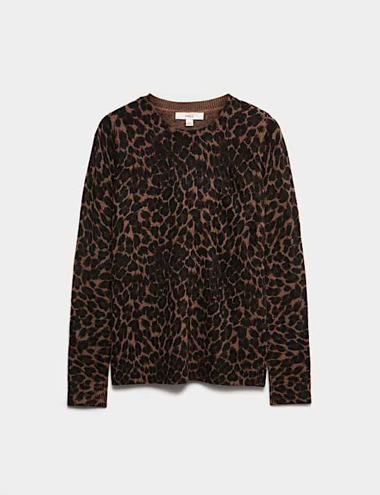 Animal Print Crew Neck Jumper