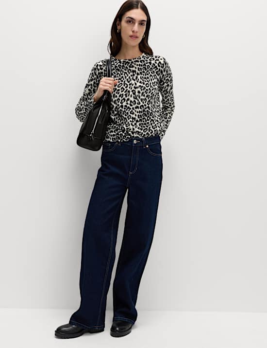 Pull à col rond et imprimé animal