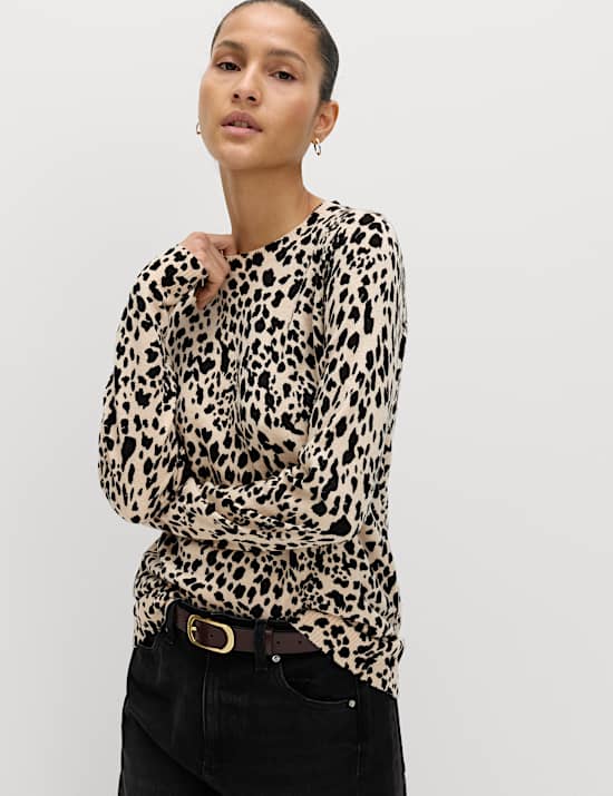 Supersoft Animal Print Crew Neck Jumper