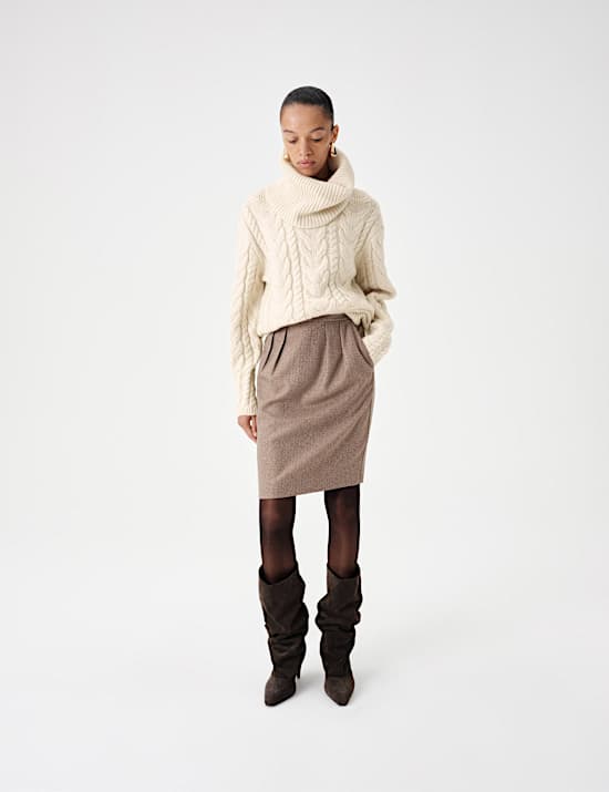 Wool Blend Cable Knit Relaxed Jumper
